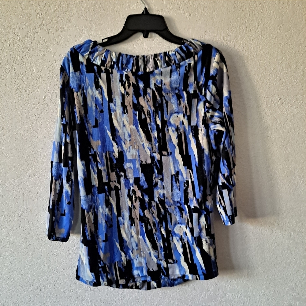 Style&Co. Blue and Black Print Top - Picture 5 of 5